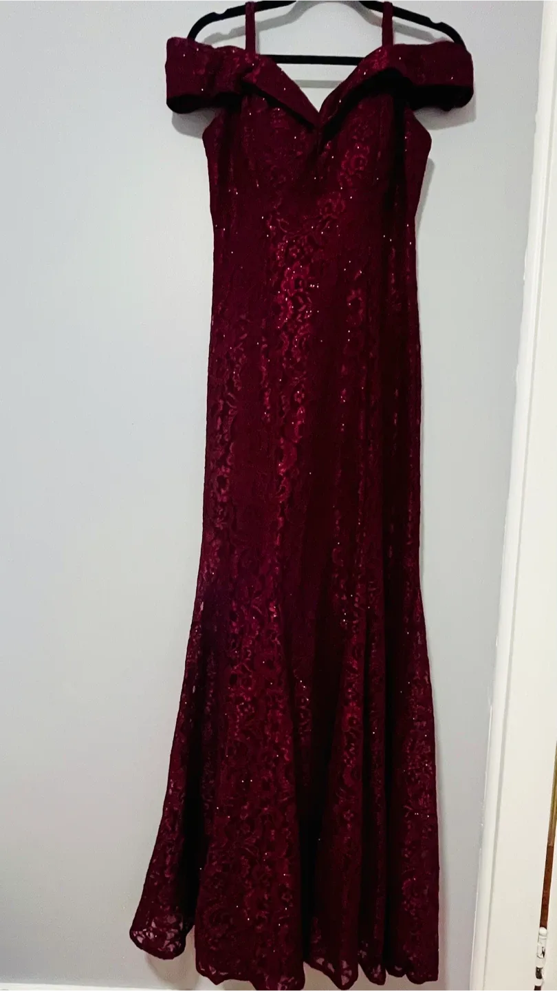 R&M Richards Burgundy Lace Gown - Size 6 image indicator(2)