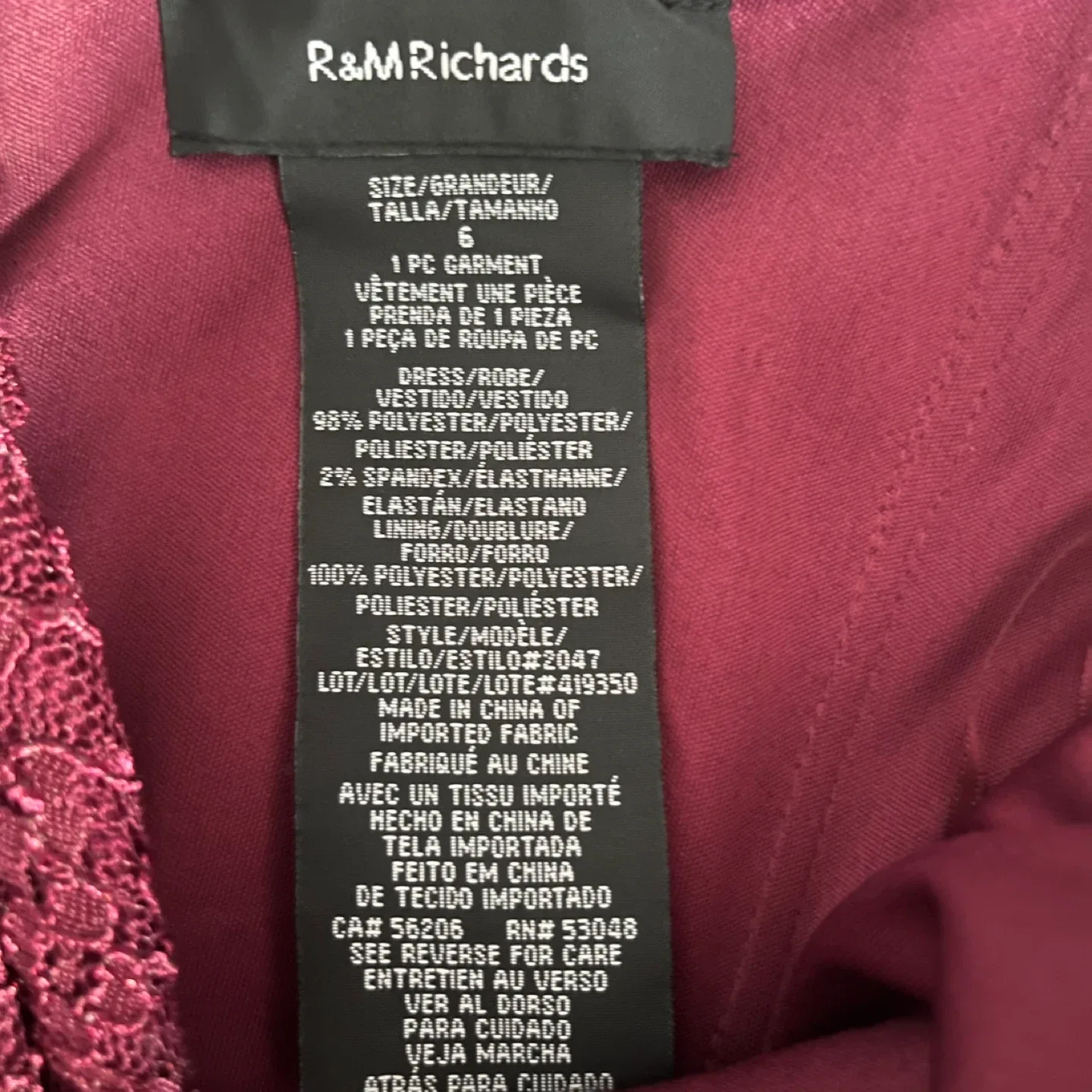 R&M Richards Burgundy Lace Gown - Size 6 image indicator(4)