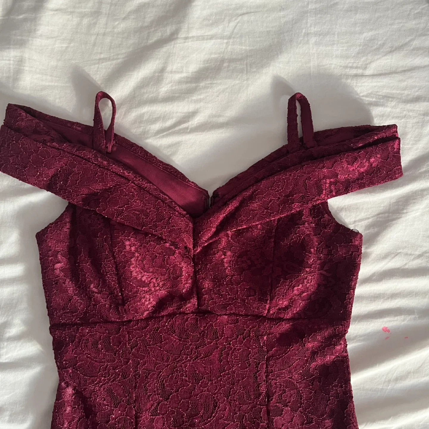 R&M Richards Burgundy Lace Gown - Size 6 image indicator(5)