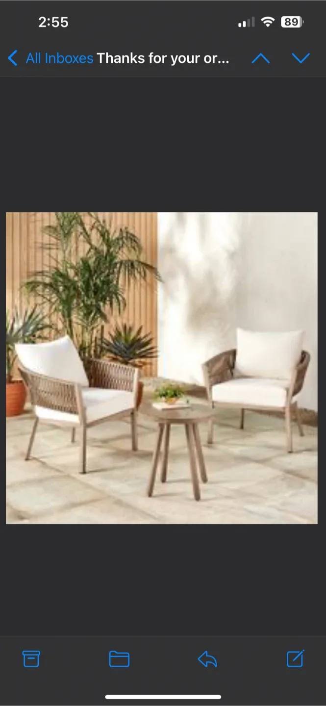 Outdoor Faux Wicker Patio Set - 2 Chairs & Table