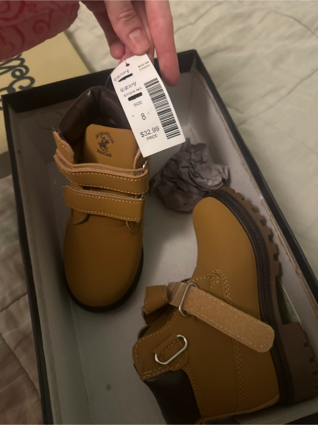 US Polo Assn. Toddler Boots - Size 8 - Tan