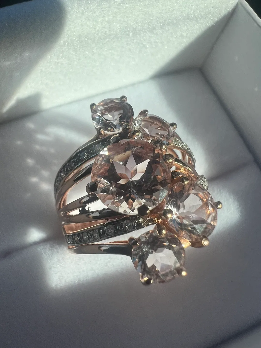 10K Rose Gold Morganite & Diamond Ring