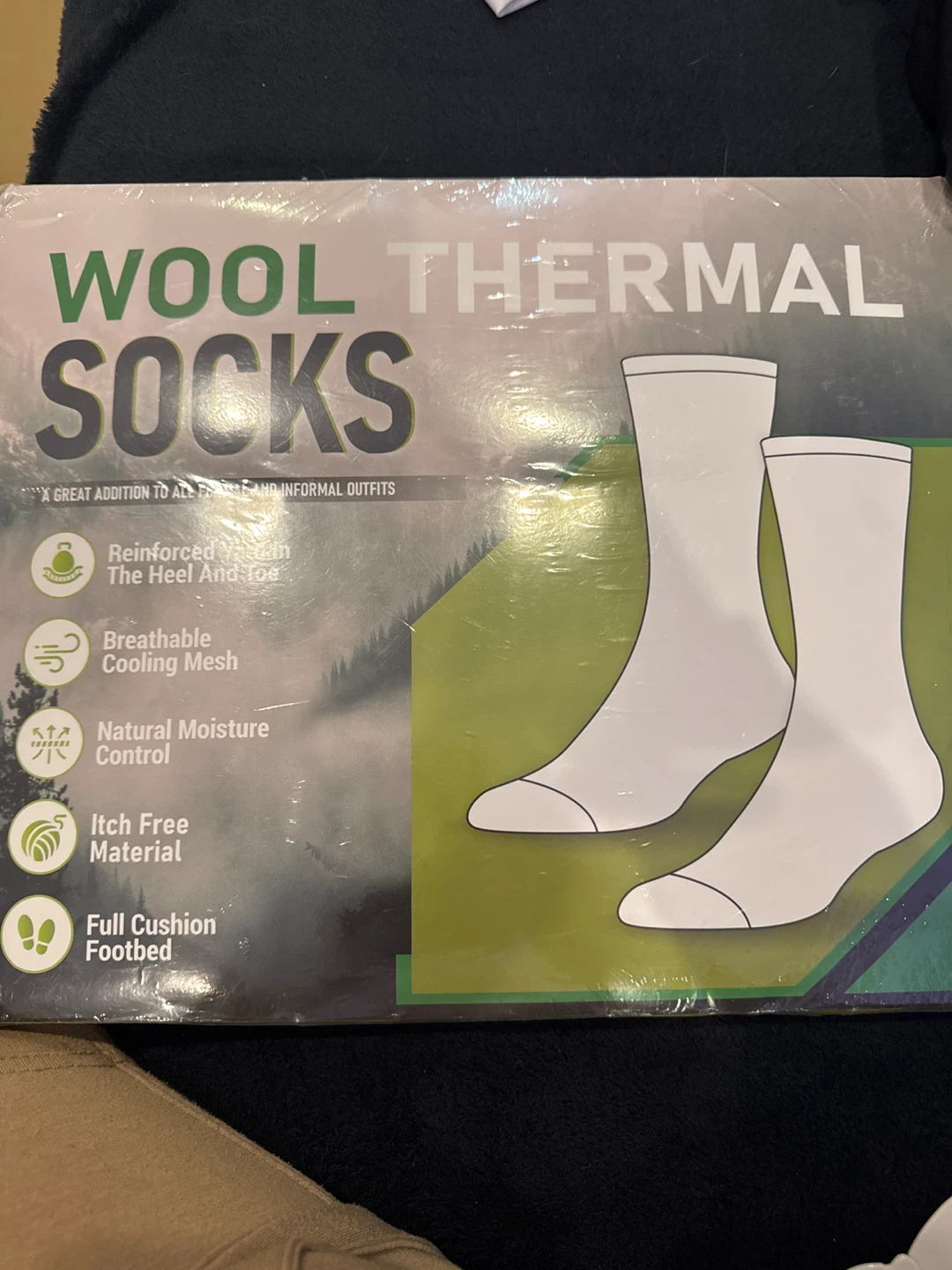 Wool Thermal Socks, Size M-L (10-13 Men's)