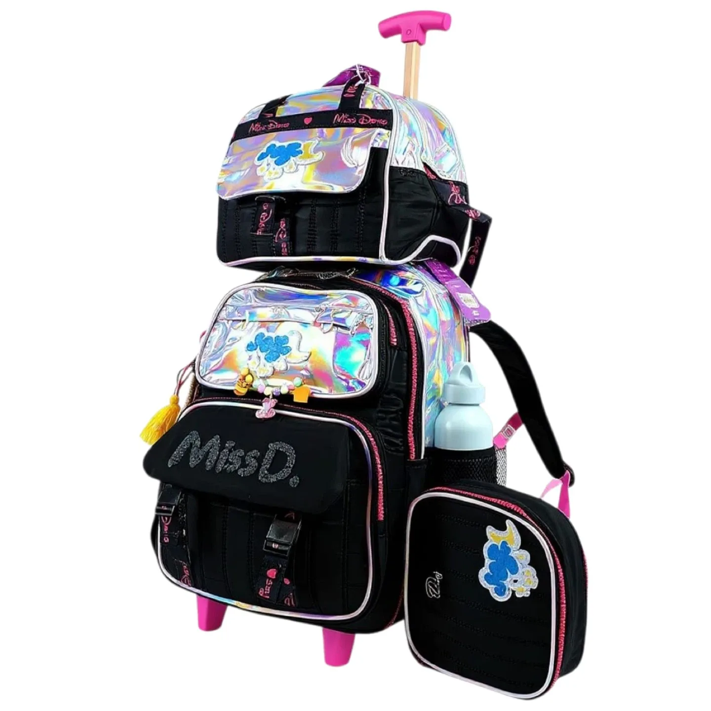 Miss D. Kids Rolling Backpack with Lunch Bag