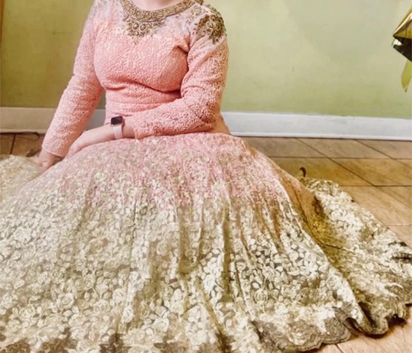 Pink & Gold Embroidered Anarkali Dress image indicator(3)