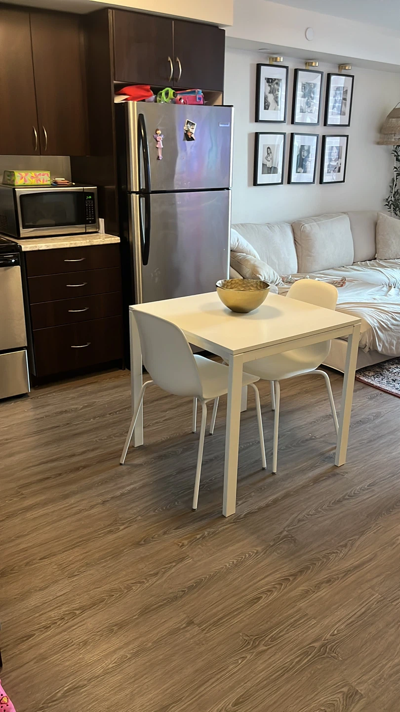 Square White Dining Table with 2 Chairs
