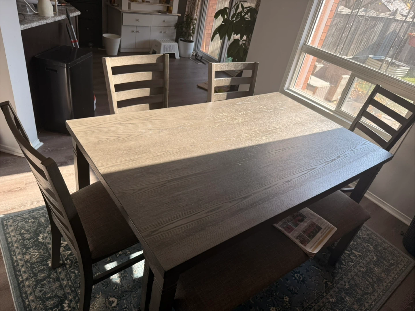 Dining Table Set with 4 Chairs & Bench - photo 2