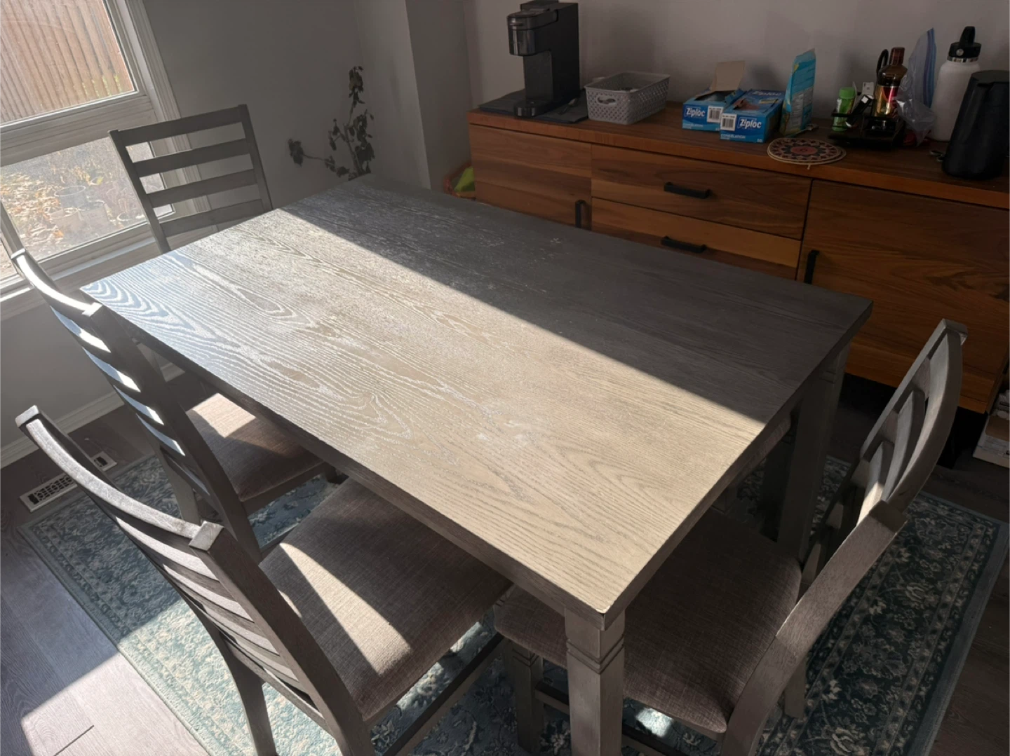 Dining Table Set with 4 Chairs & Bench