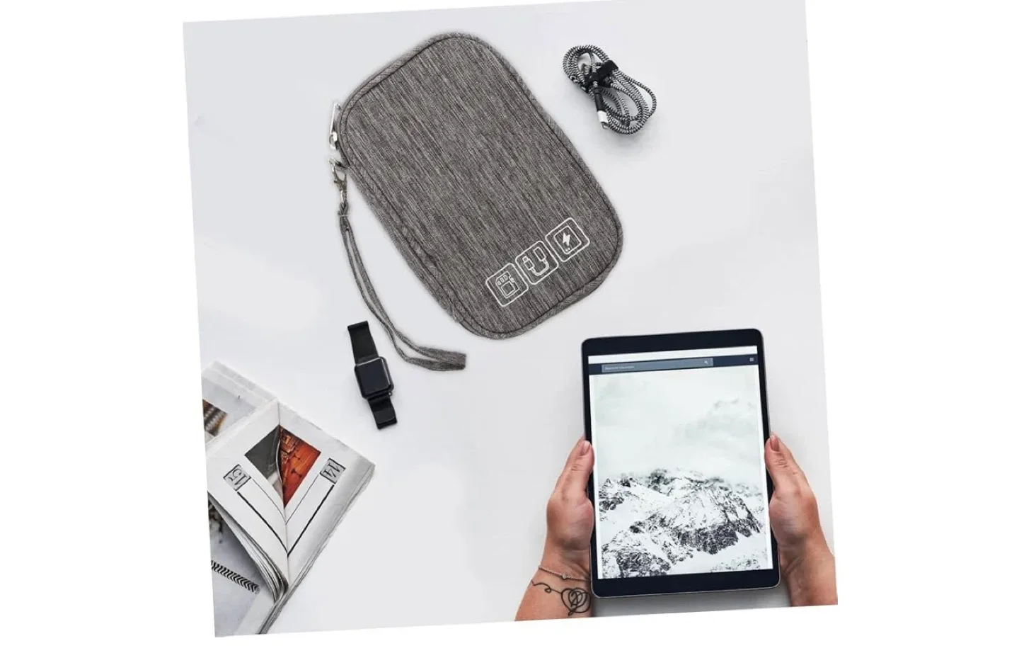 Electronics Organizer Travel Case - Gray image indicator(5)