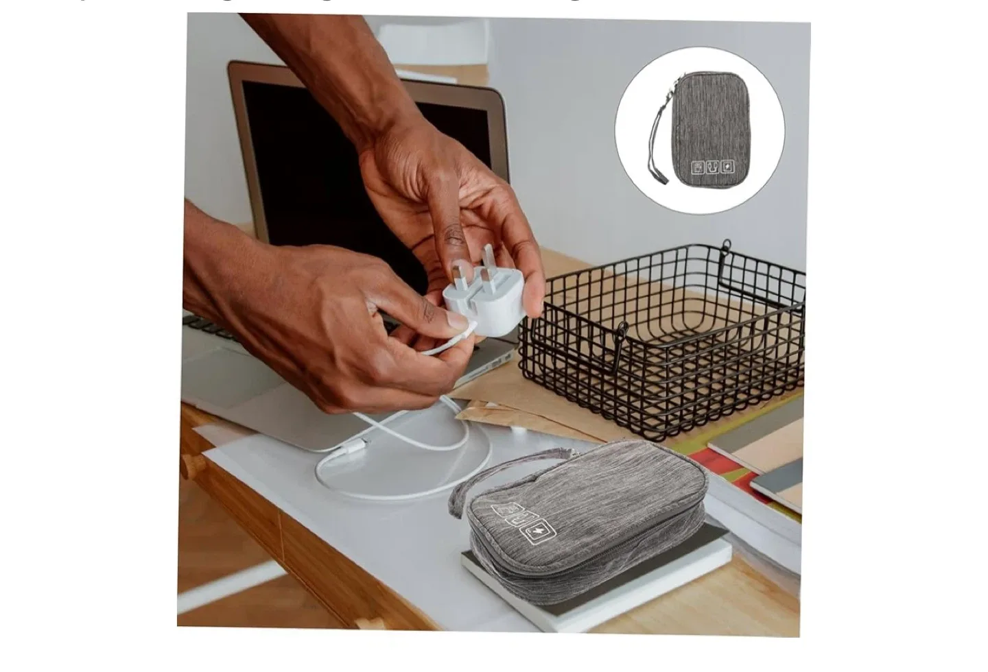 Electronics Organizer Travel Case - Gray image indicator(8)