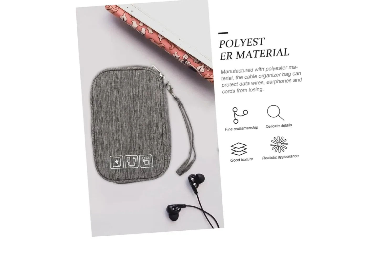 Electronics Organizer Travel Case - Gray image indicator(9)