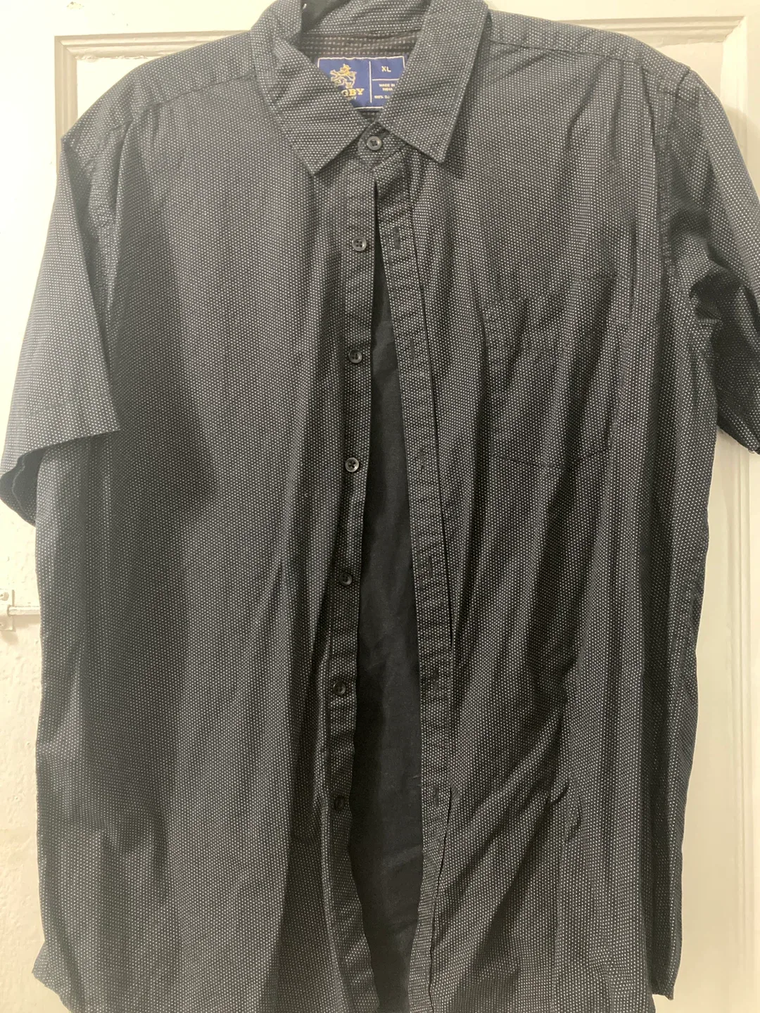 Black Patterned Button-Down Shirt XL