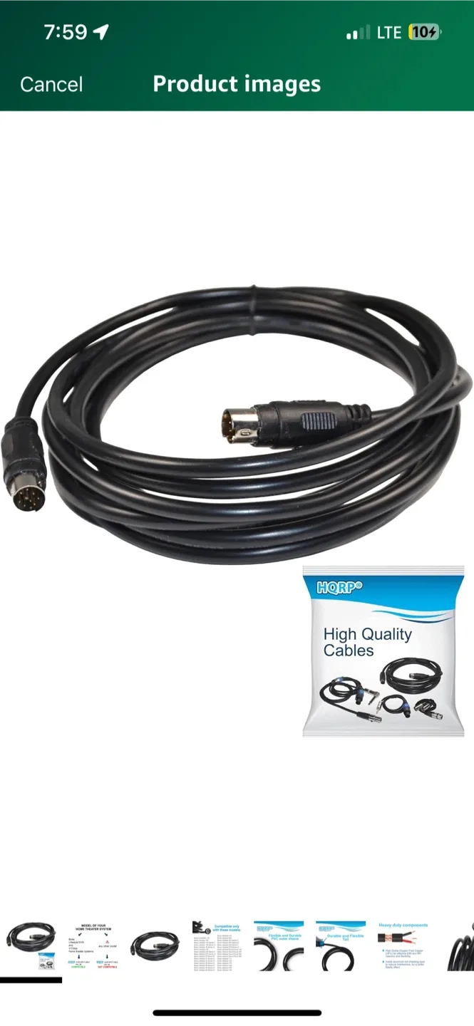 HQRP 9-pin Male to 9-pin male Audio input cable