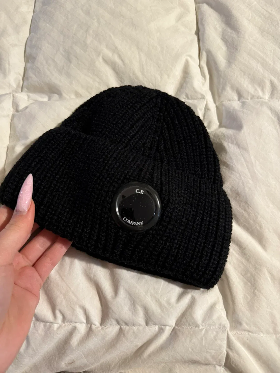 C.P. Company Black Knit Beanie
