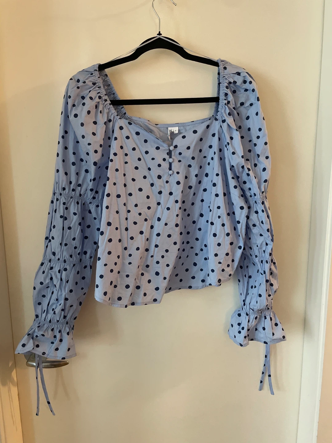 Blue Polka Dot Blouse - Size L