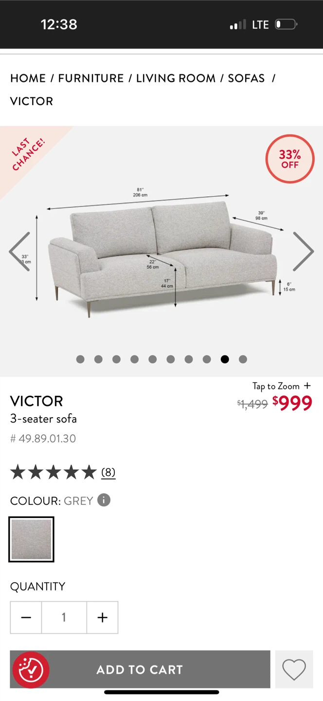 Struck tube three seater sofa - photo 3