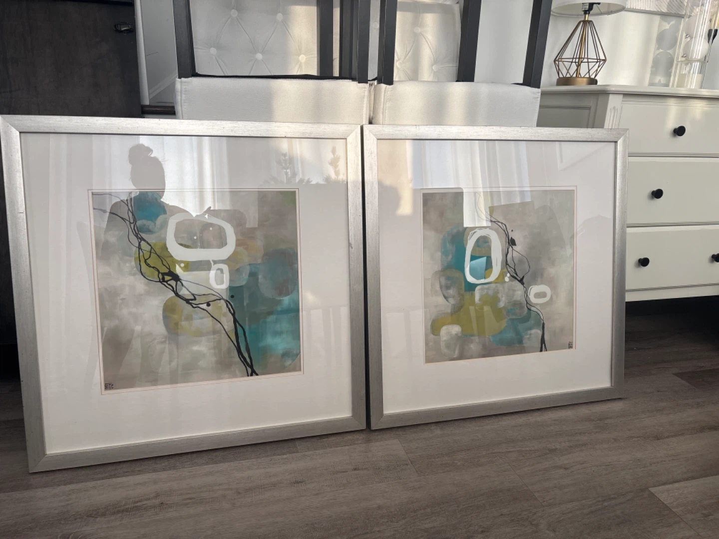 Pair of Framed Abstract Art Prints