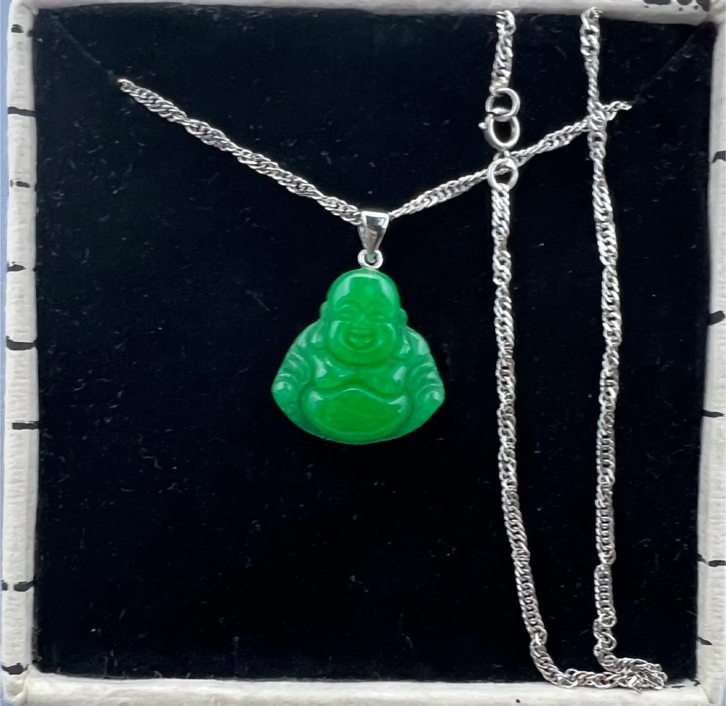 Sterling Silver Jadeite Buddha Necklace image indicator(2)