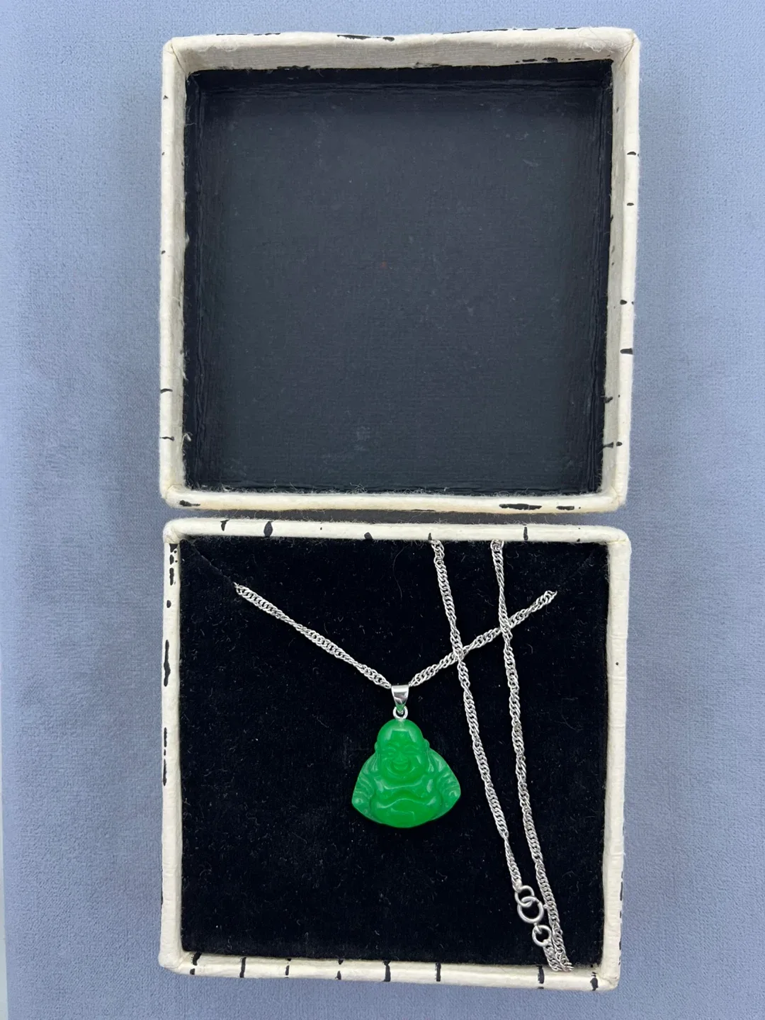 Sterling Silver Jadeite Buddha Necklace