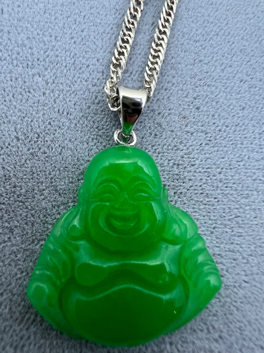 Sterling Silver Jadeite Buddha Necklace image indicator(6)