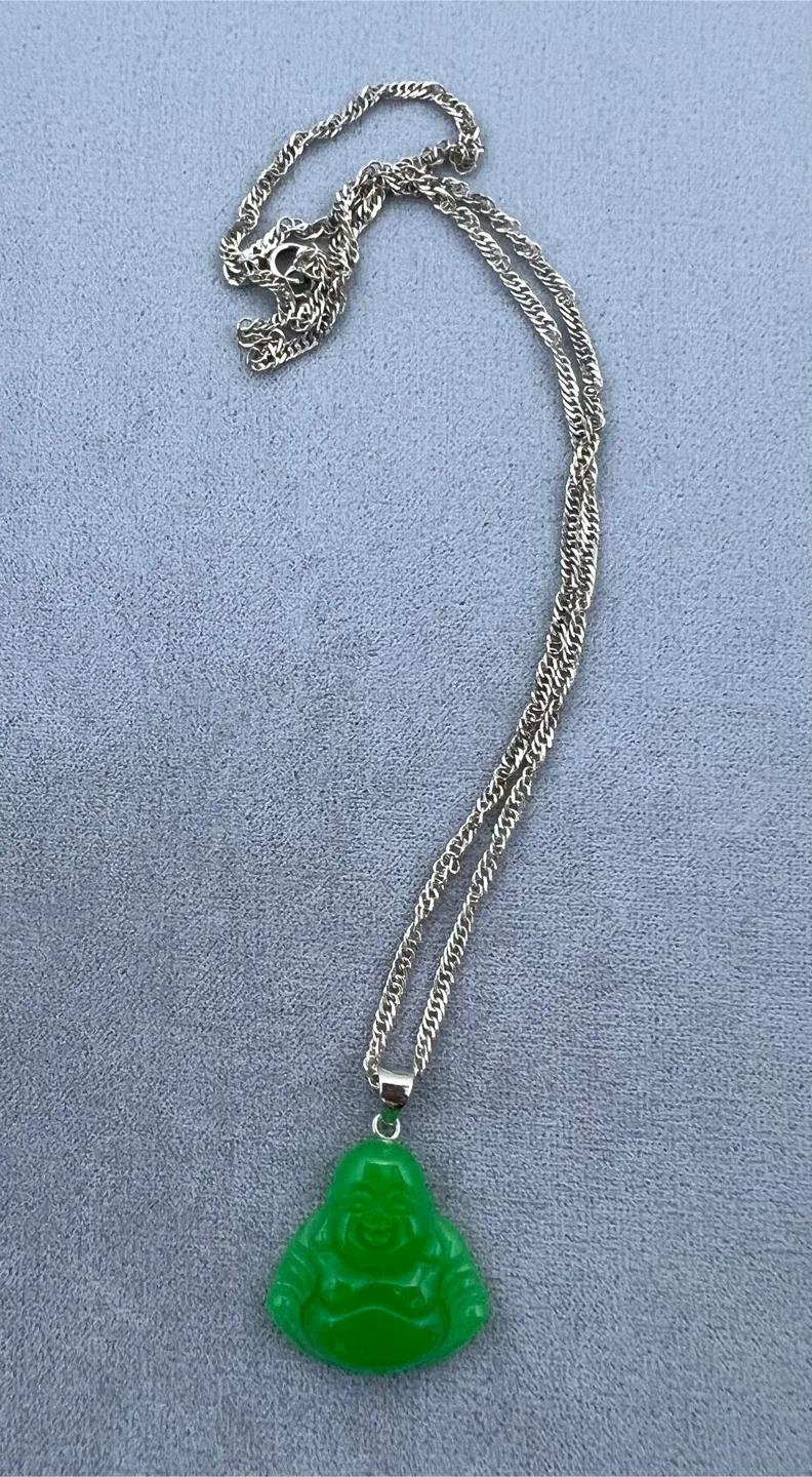 Sterling Silver Jadeite Buddha Necklace image indicator(4)