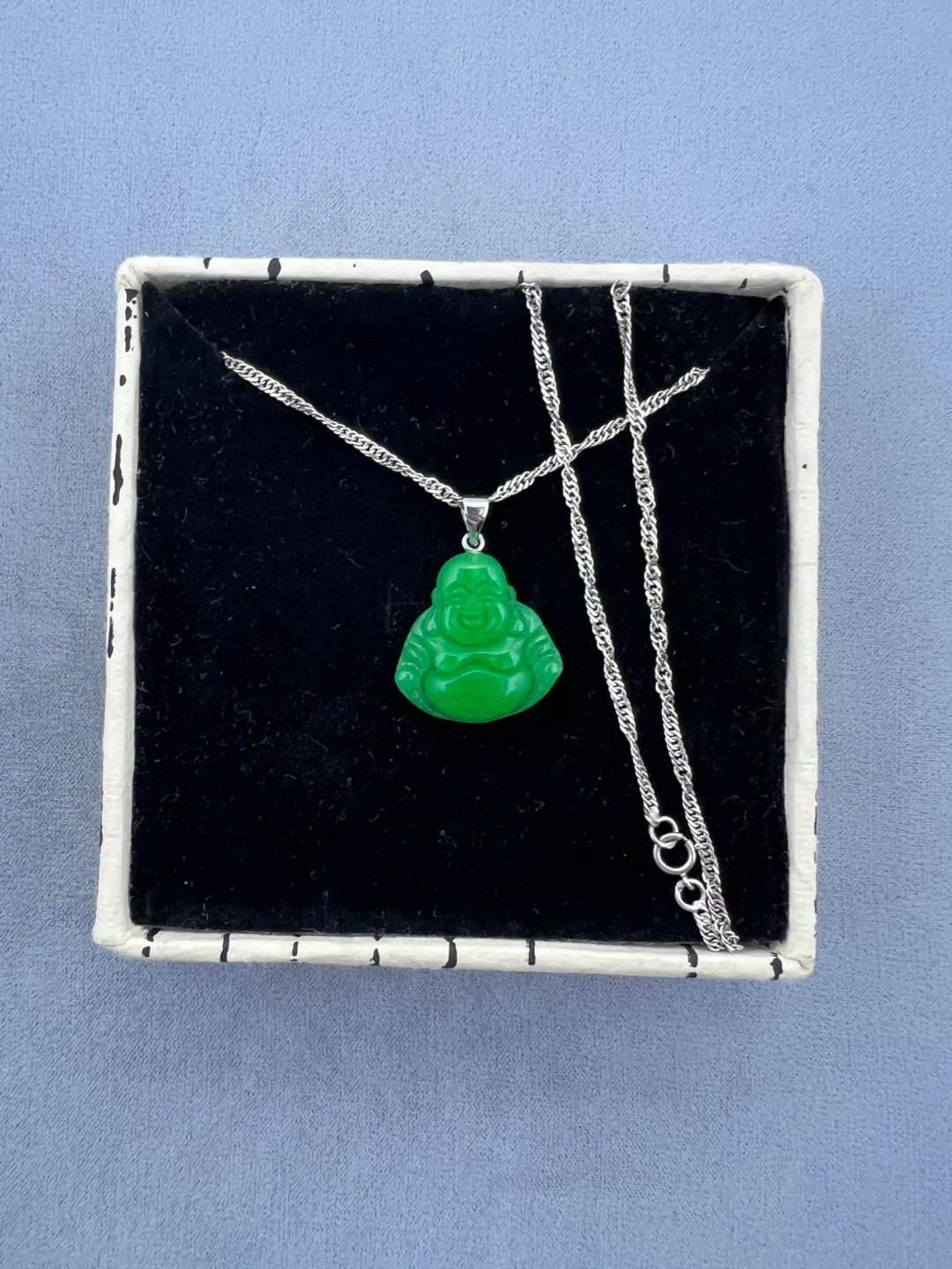 Sterling Silver Jadeite Buddha Necklace image indicator(7)