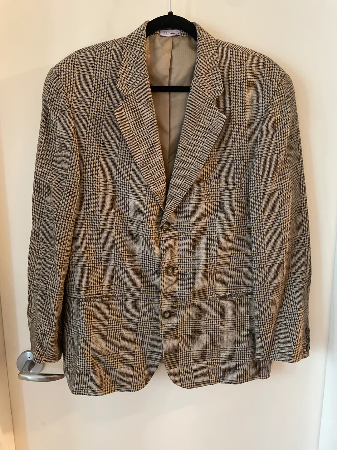 Vintage Tan Plaid Oversized Blazer