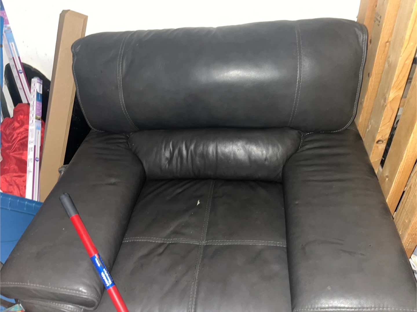 Grey Leather Sofa and Armchair Set - photo 2