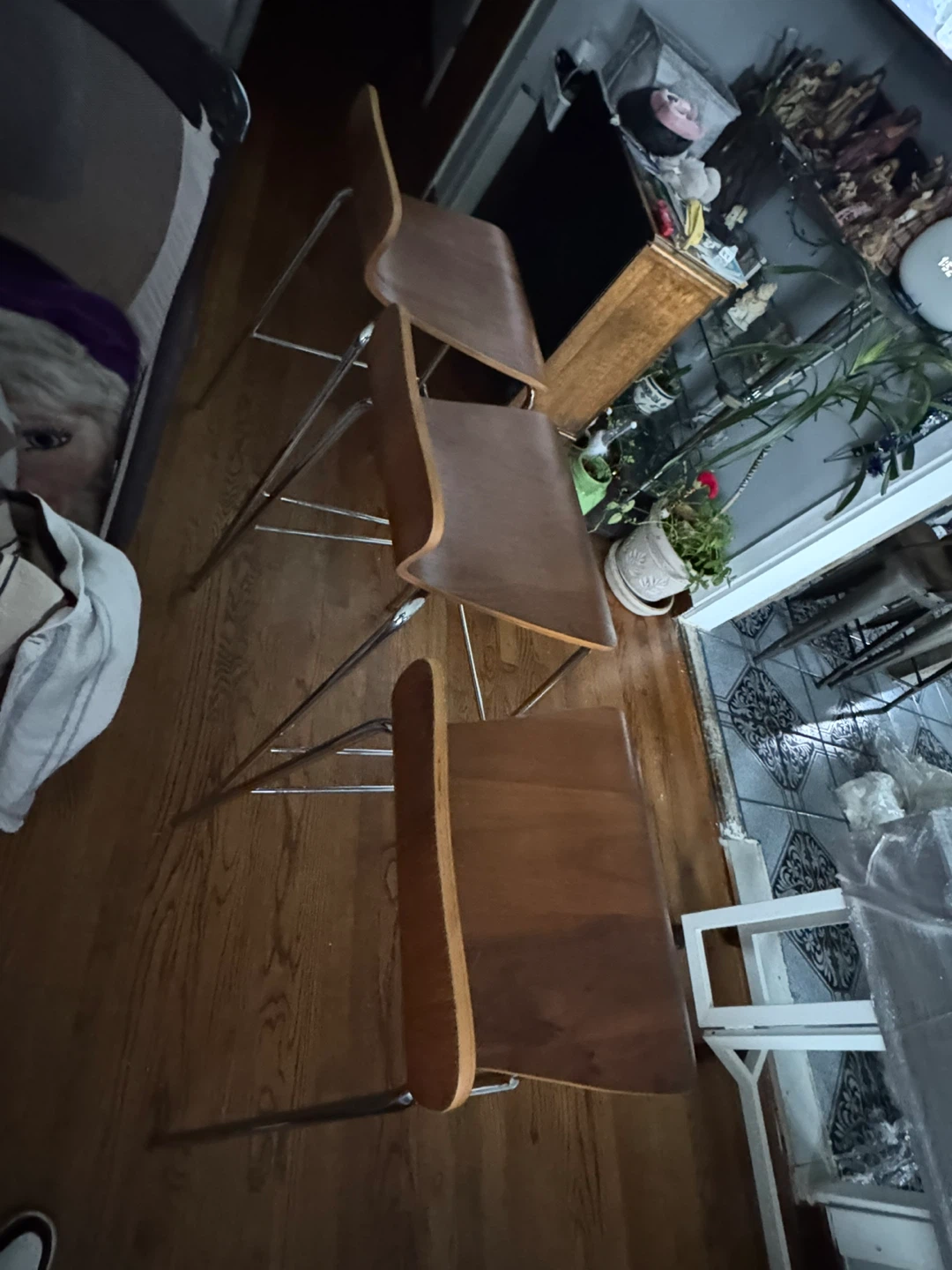 Set of 3 Brown Wood Bar Stools - photo 3