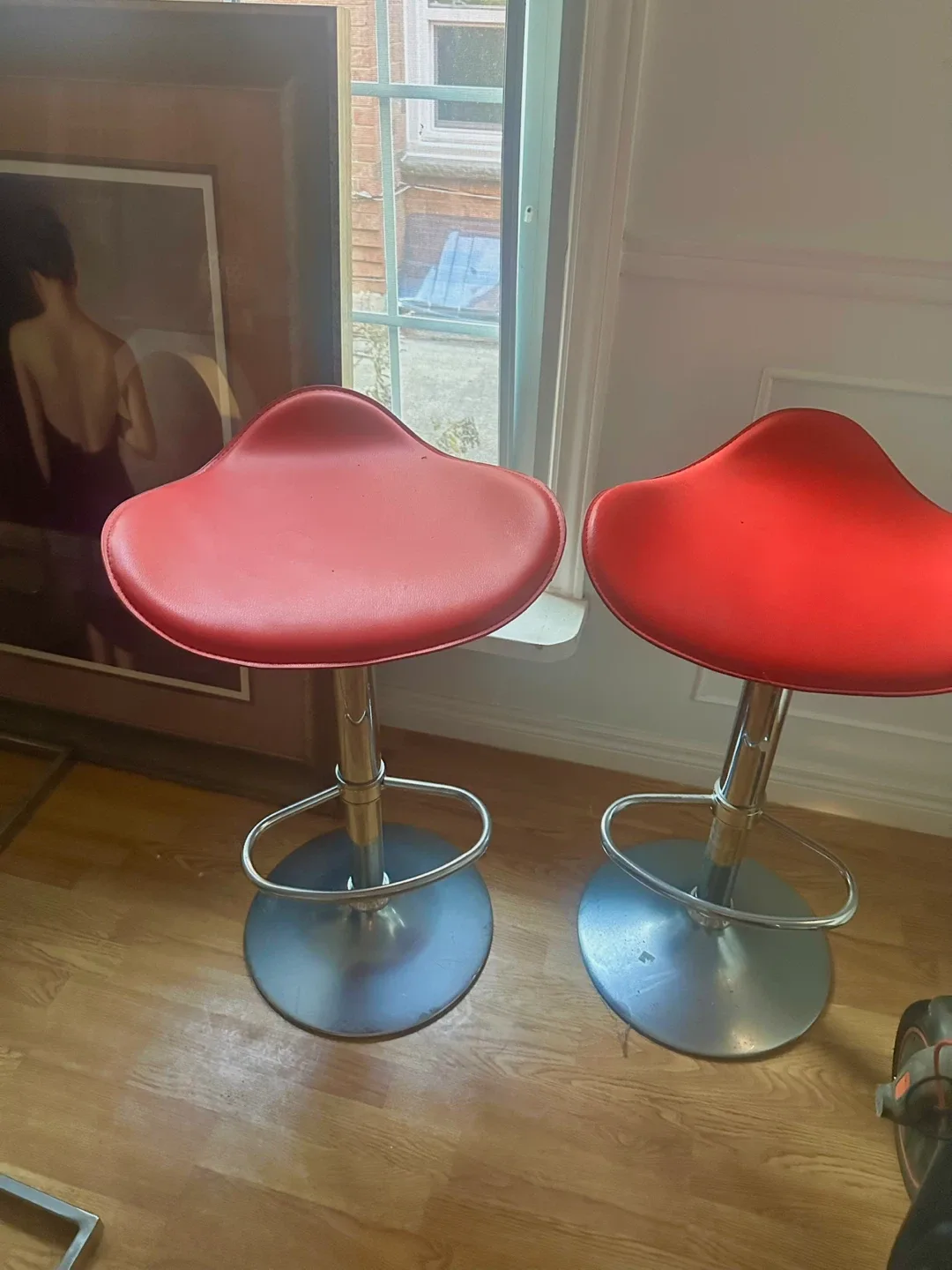 Red Adjustable Height Bar Stools - Set of 2 image indicator(2)