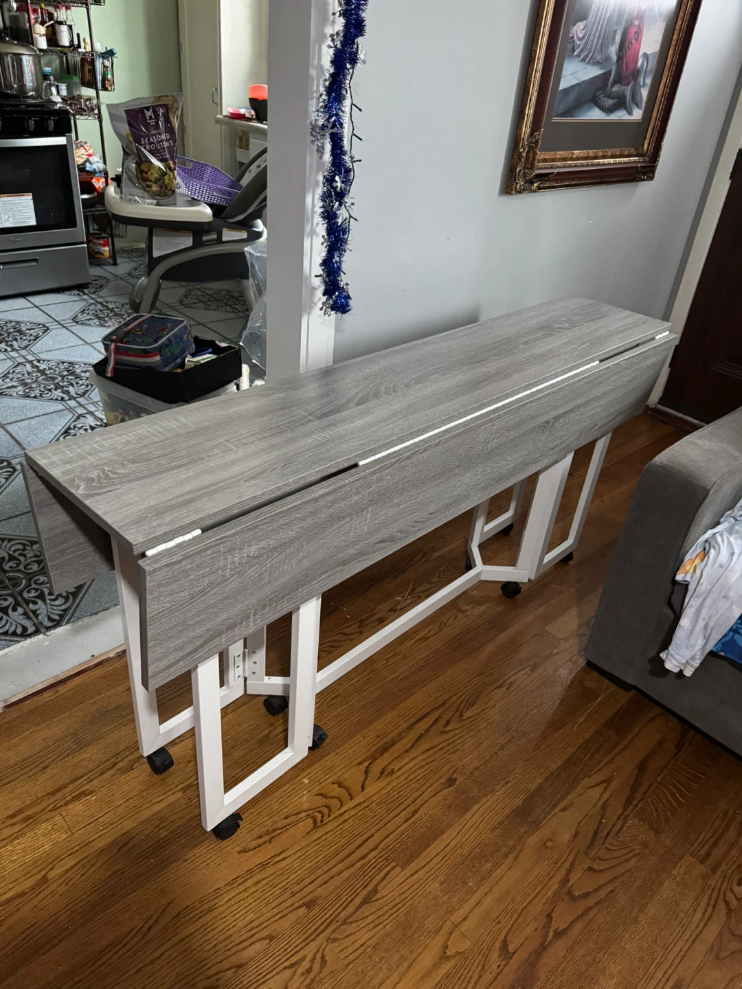 Folding Drop Leaf Dining Table Gray - photo 2