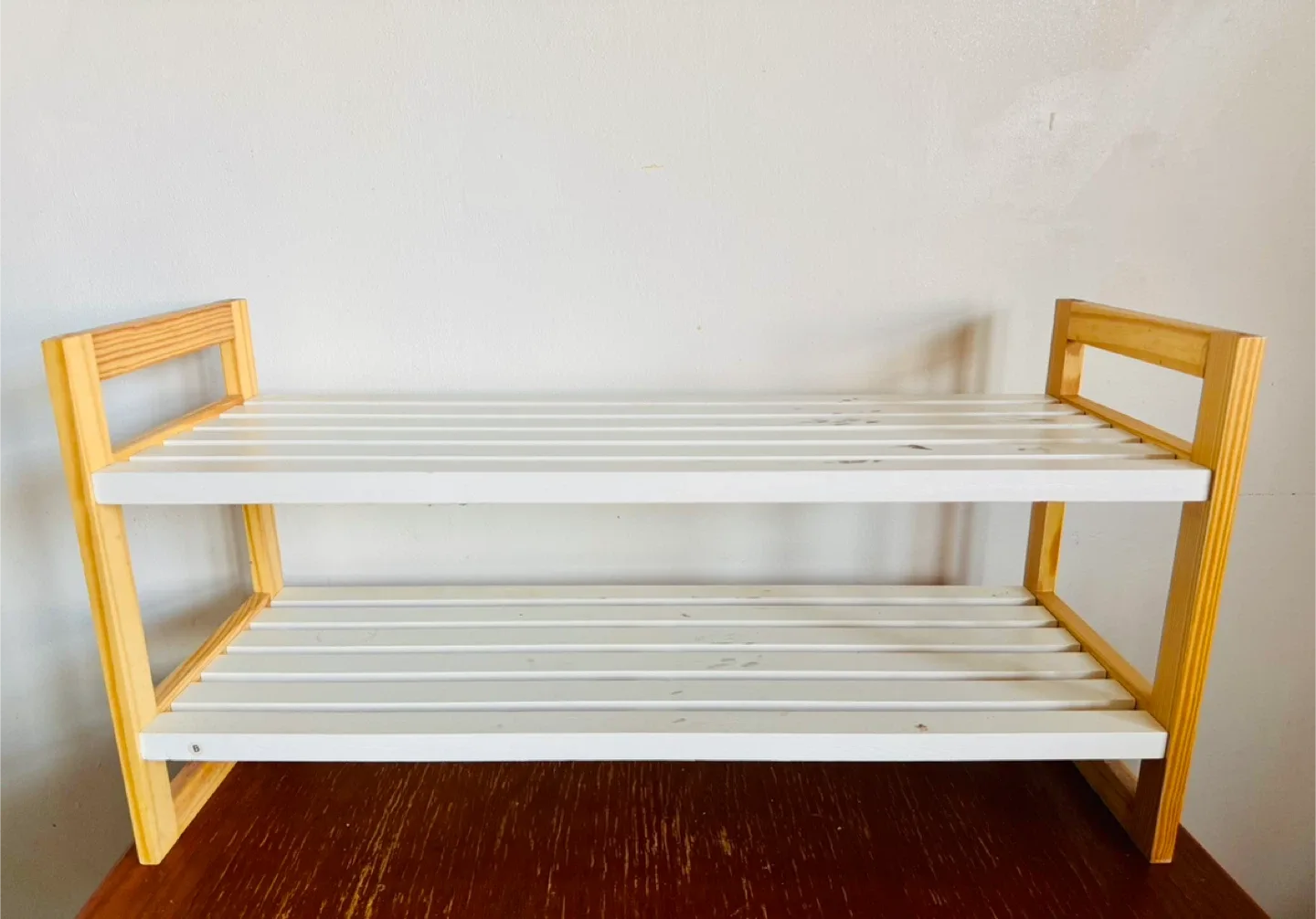 Wooden Shoe Rack - White & Natural Finish