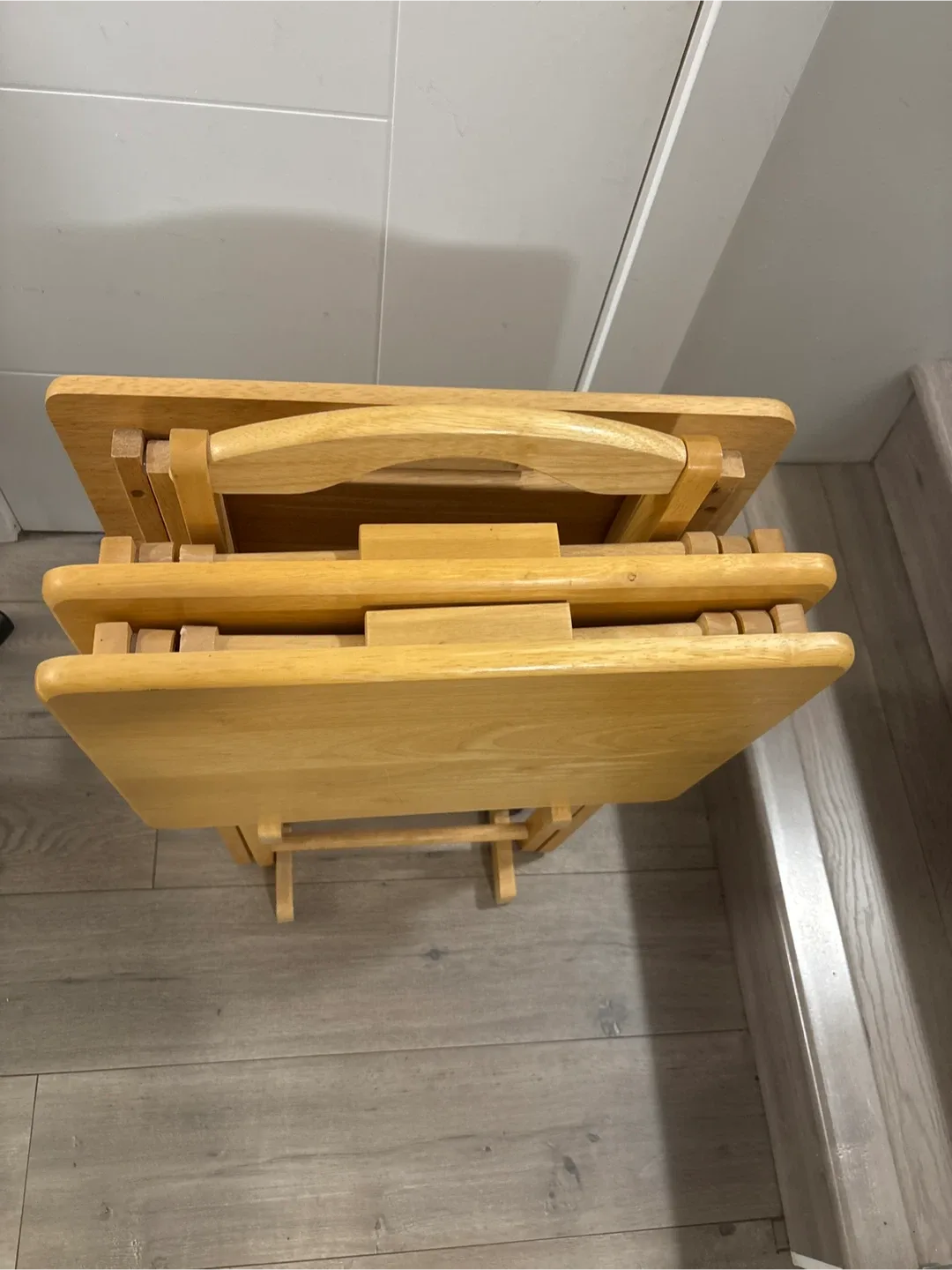 Wooden Folding TV Tray Tables (Set of 3) on the Stand image indicator(3)