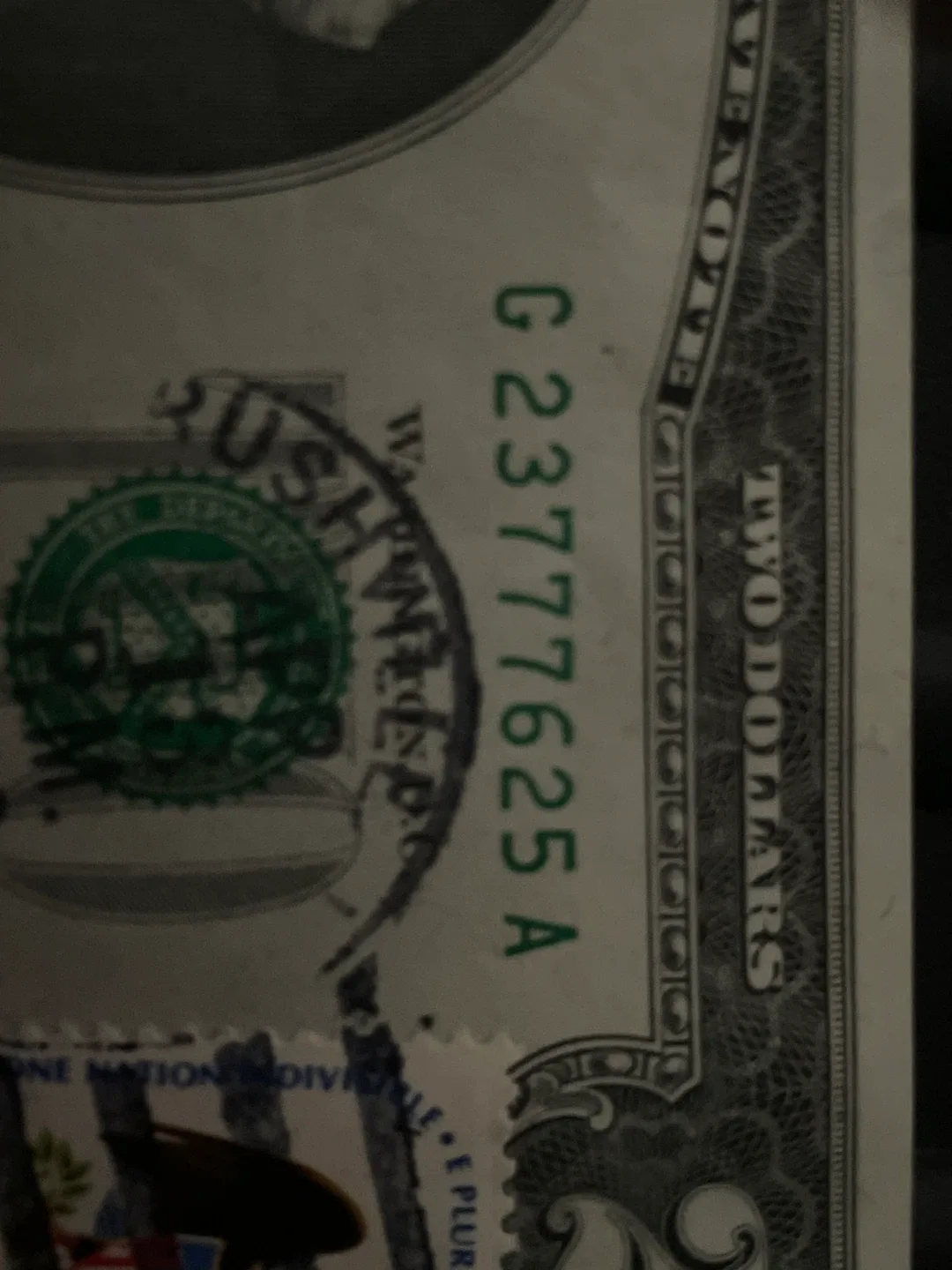 1976 $2 Bill - Stamp 1st Day of Issue- Bicentennial-4/13/76 image indicator(3)