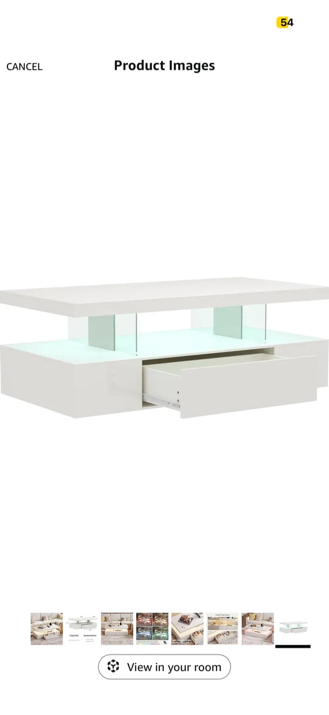 White LED Coffee Table with Drawer