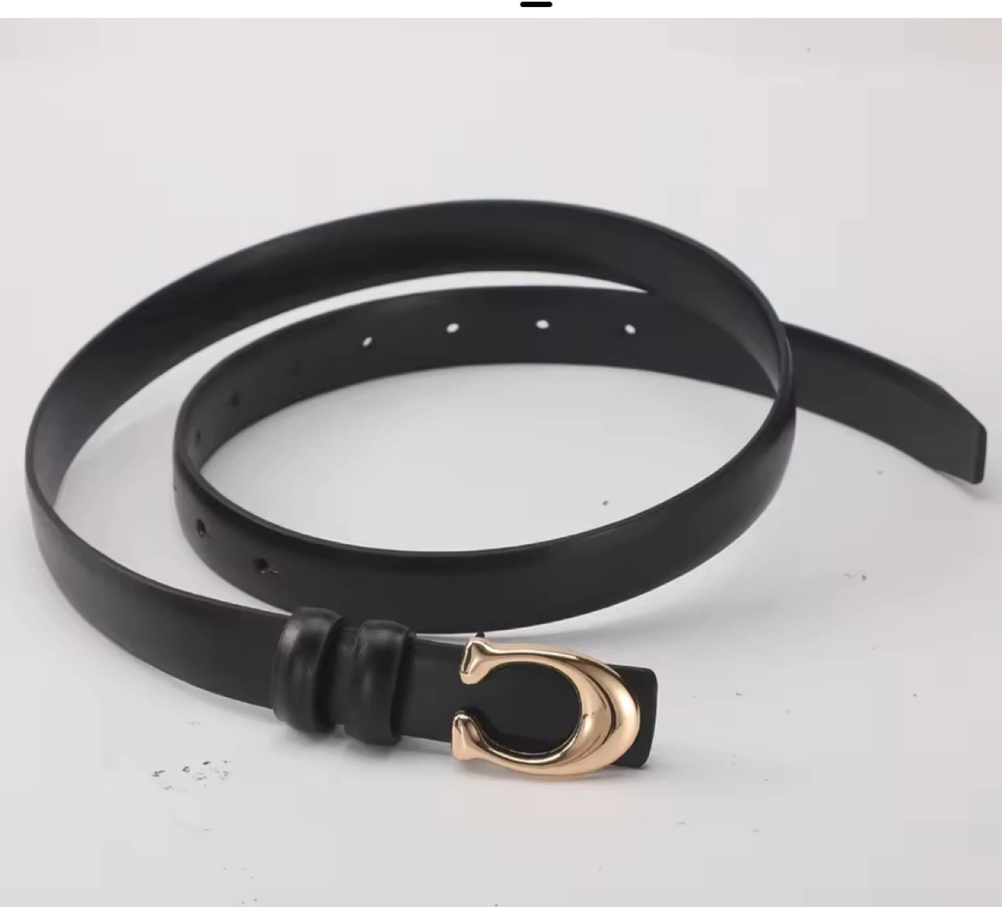 C buckle Black Leather Belt - Women's - photo 2
