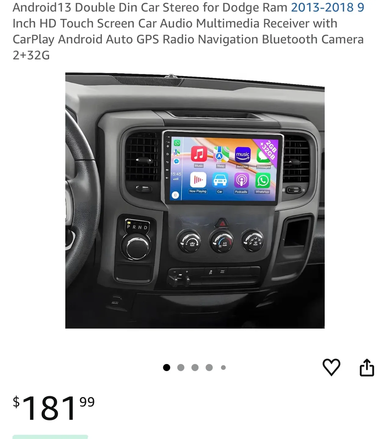 Android 13 Double Din Car Stereo for Dodge Ram