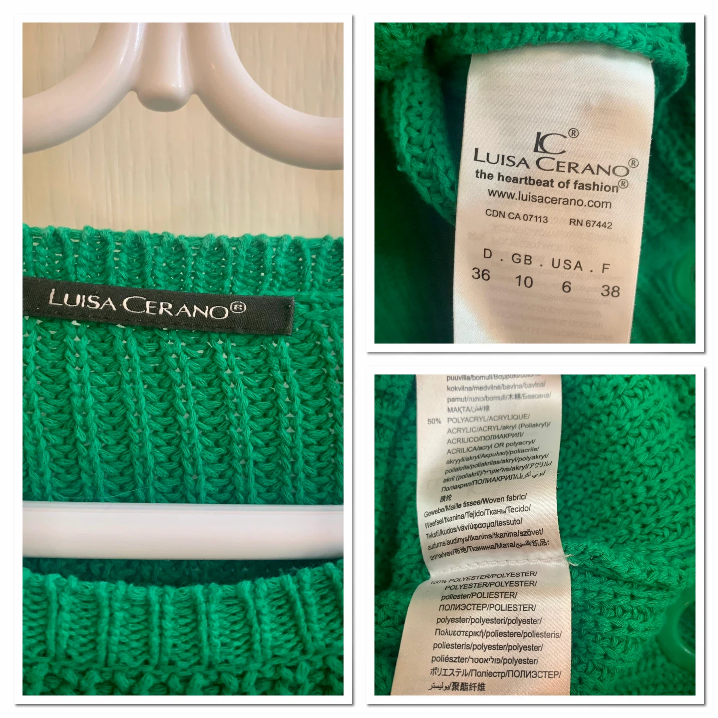 Luisa Cerano Green Knit Sweater Size 36 - photo 5