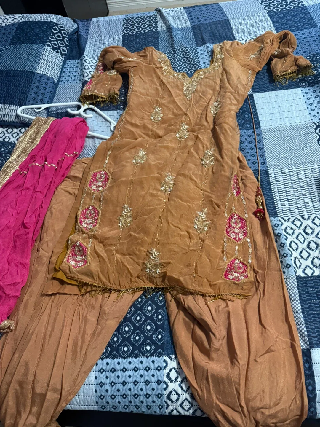 Brown Embroidered Salwar Kameez Suit