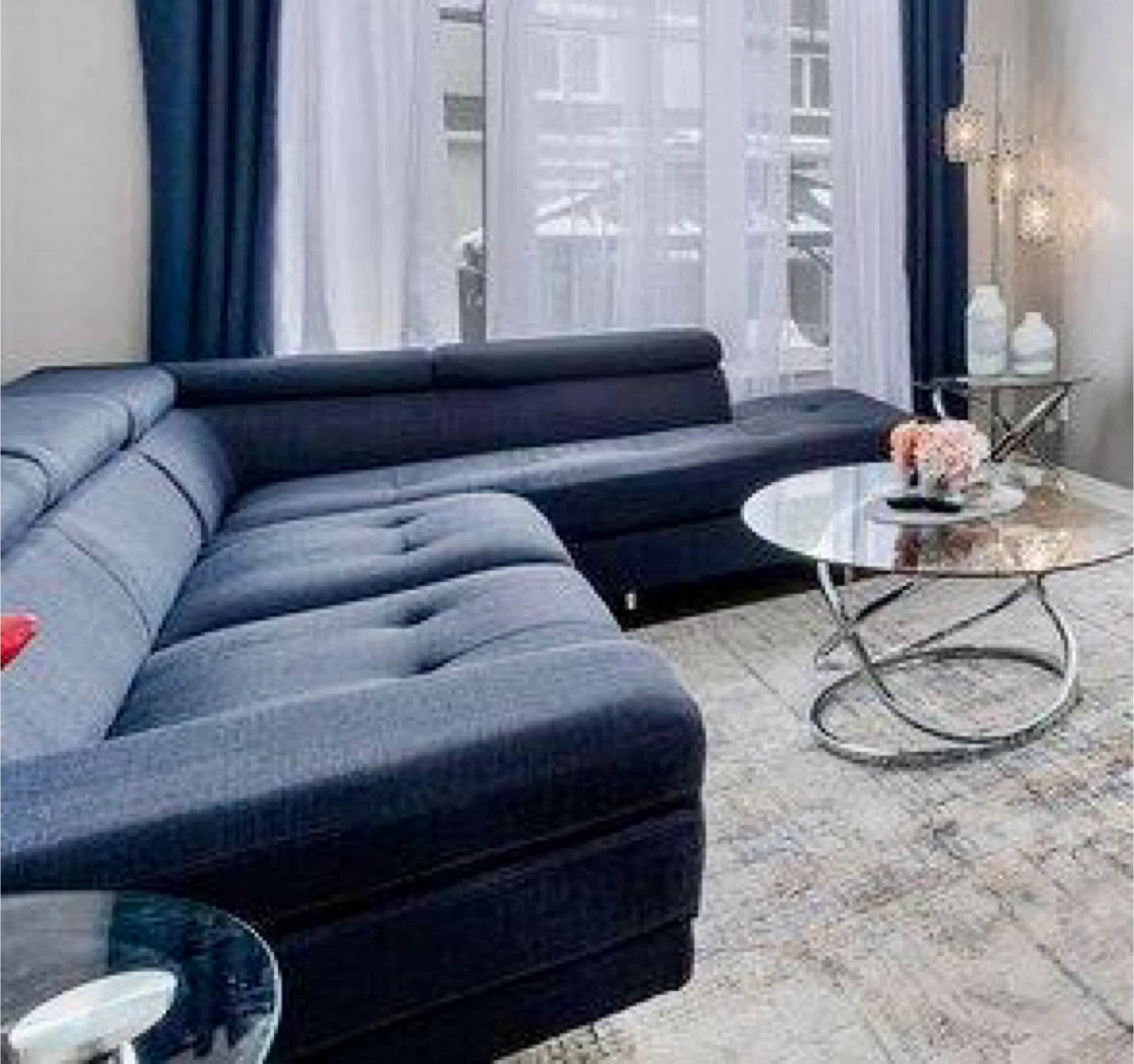 Navy Blue Sectional Sofa - photo 2