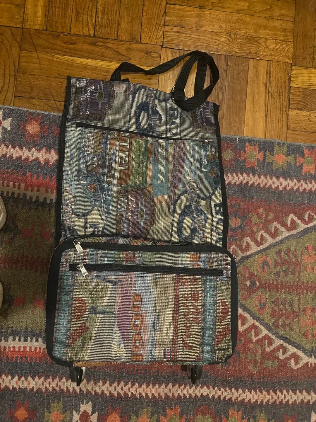 Tapestry Rolling Suitcase Tote Bag