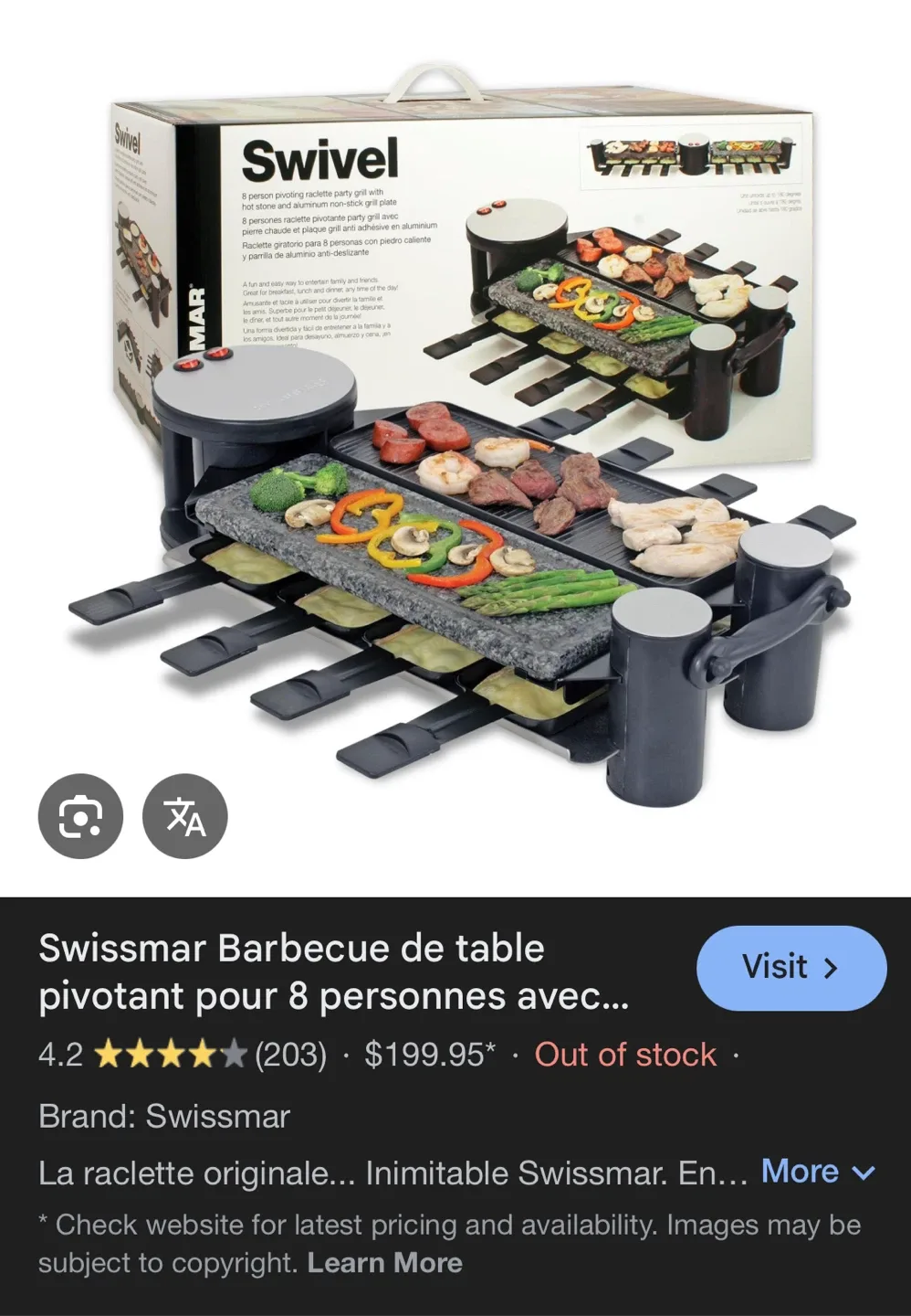 Swissmar Swivel Raclette Grill for 8 - Like New! image indicator(2)