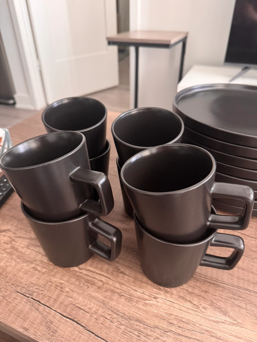 Black Stone Lain Dinnerware Set (32 items) - Plates, Bowls, Mugs - photo 5