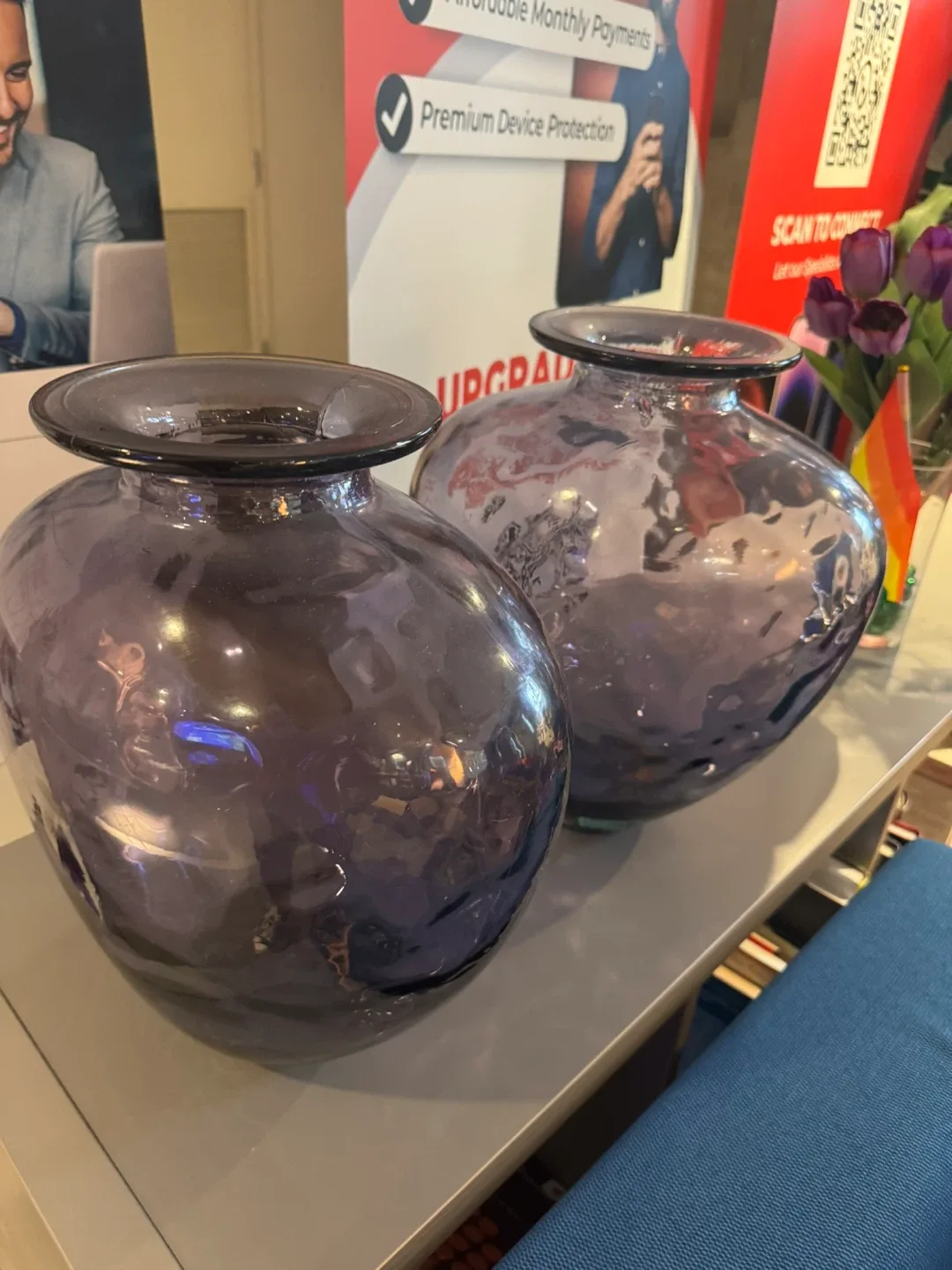 2 Free Purple Glass Vases - Home Decor