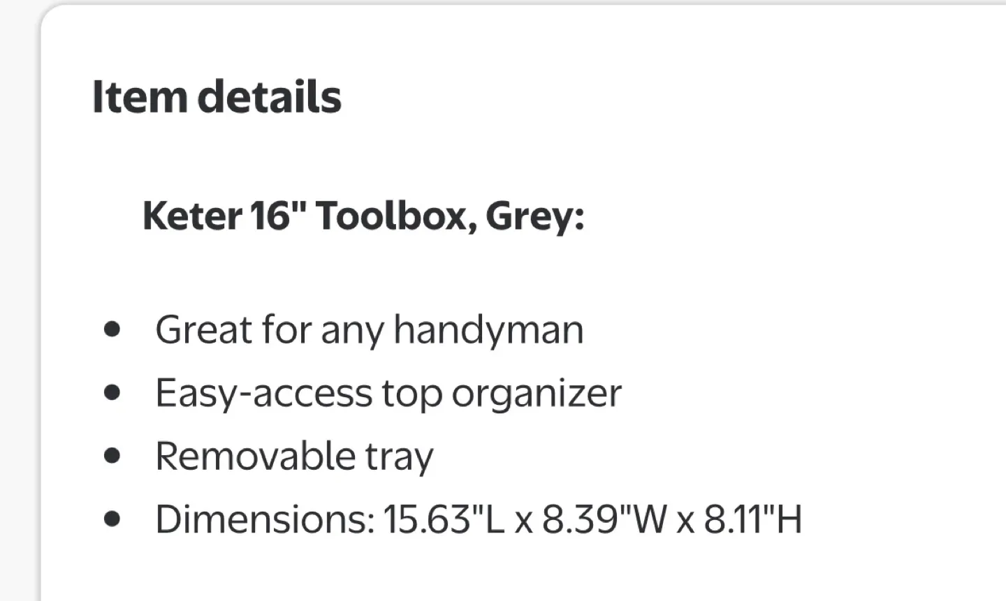 Keter 16" Toolbox w/ Removable Tray -Grey image indicator(2)