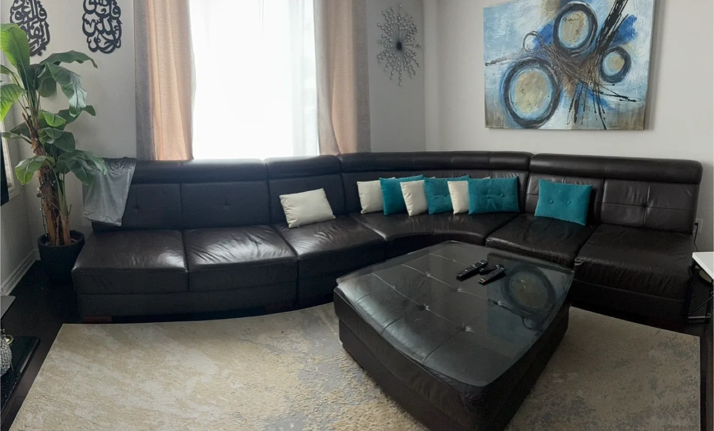 Brown real Leather Sectional Sofa image indicator(2)