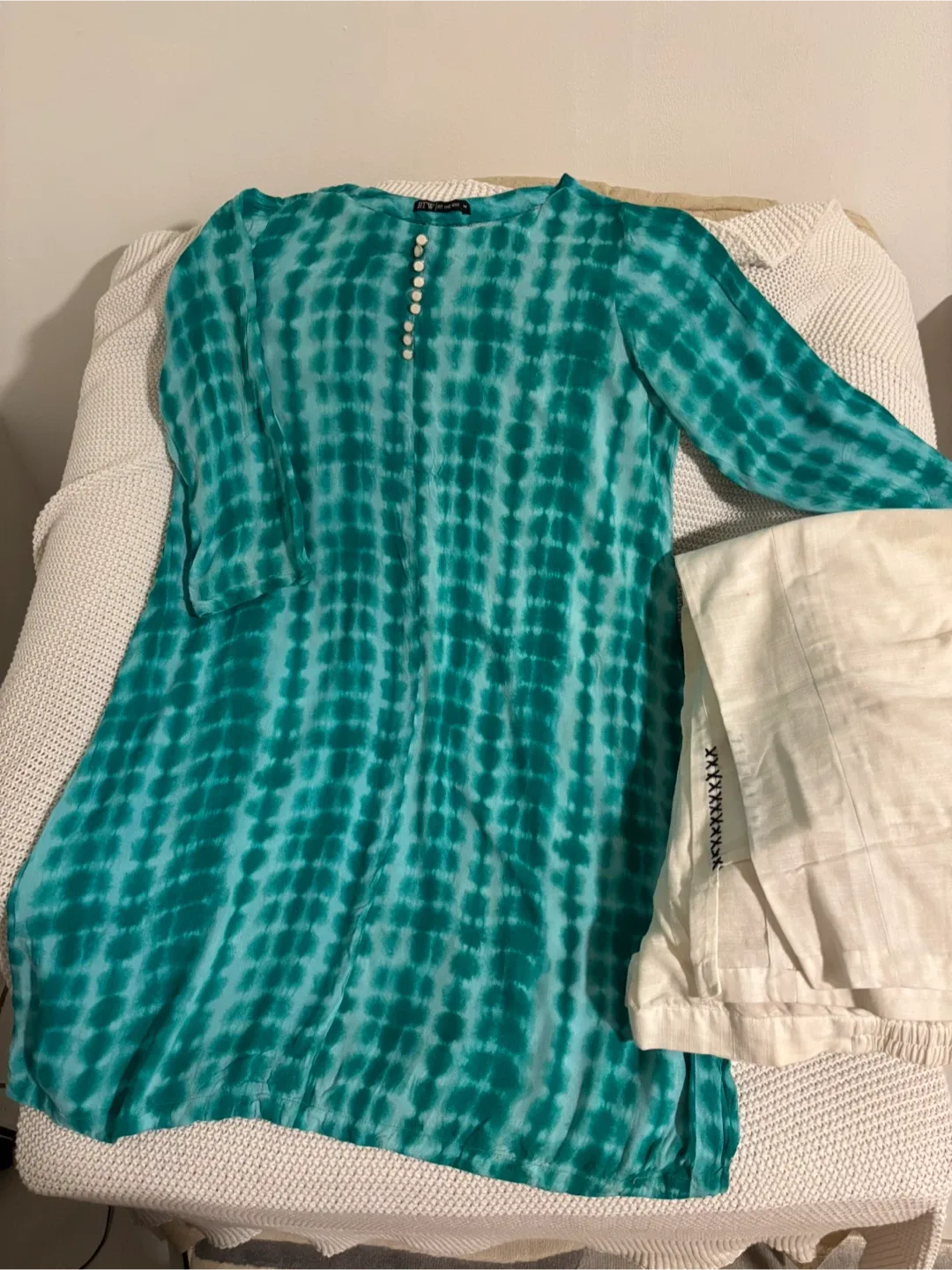 Teal Tie-Dye Kurti with Pants