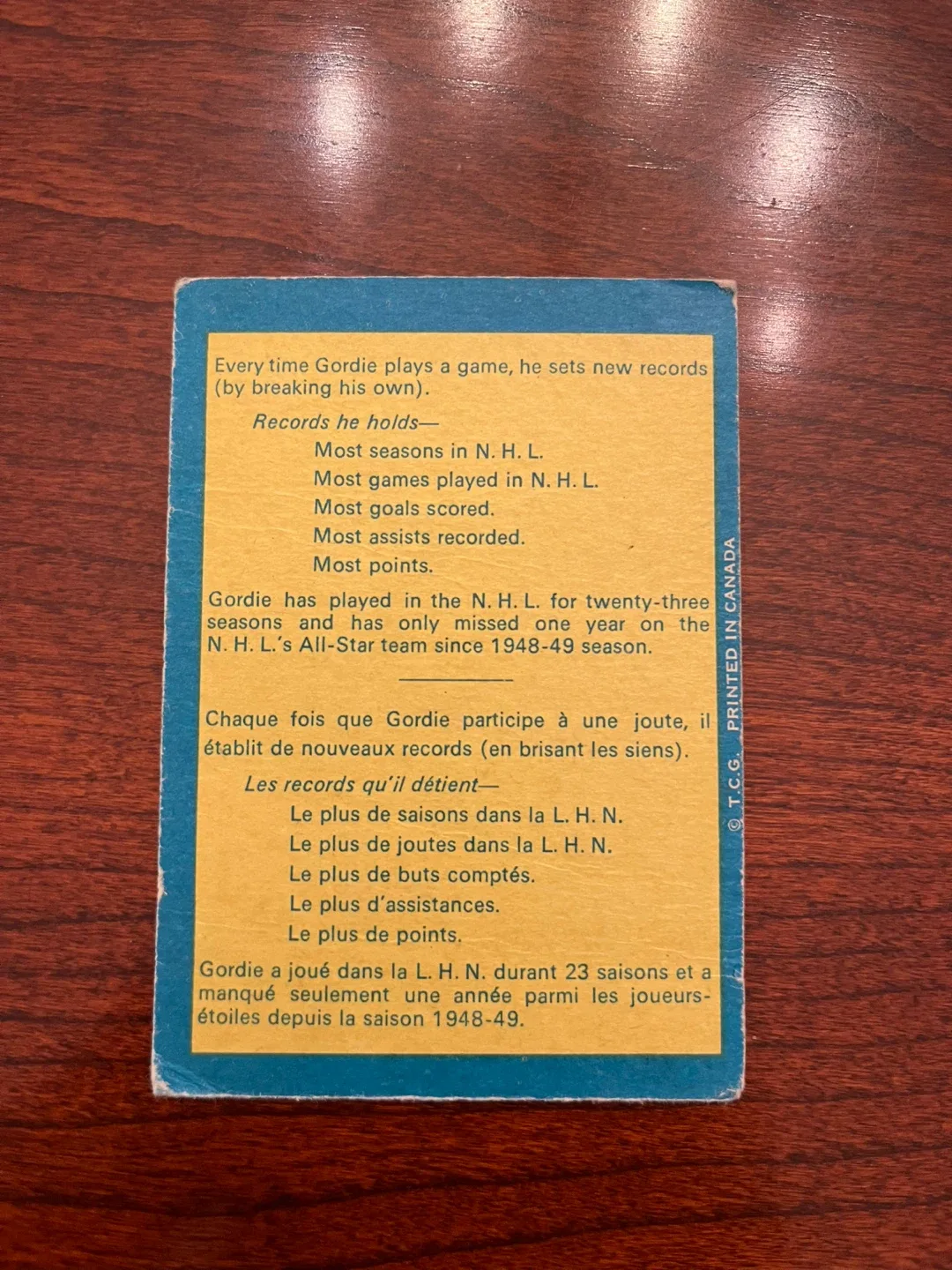 1969 Gordie Howe Mr Hockey Hockey Card image indicator(2)