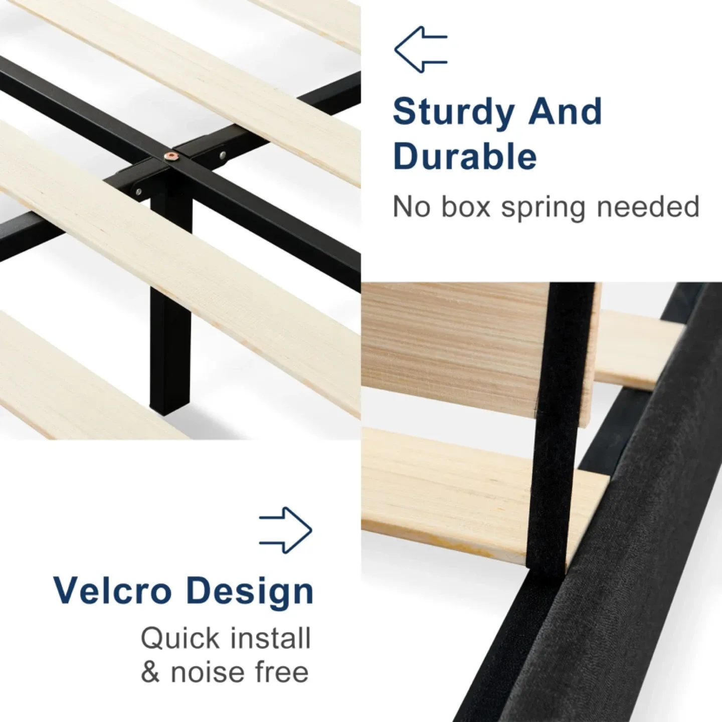 Full Bed Frame Platform Bed With Fabric image indicator(4)