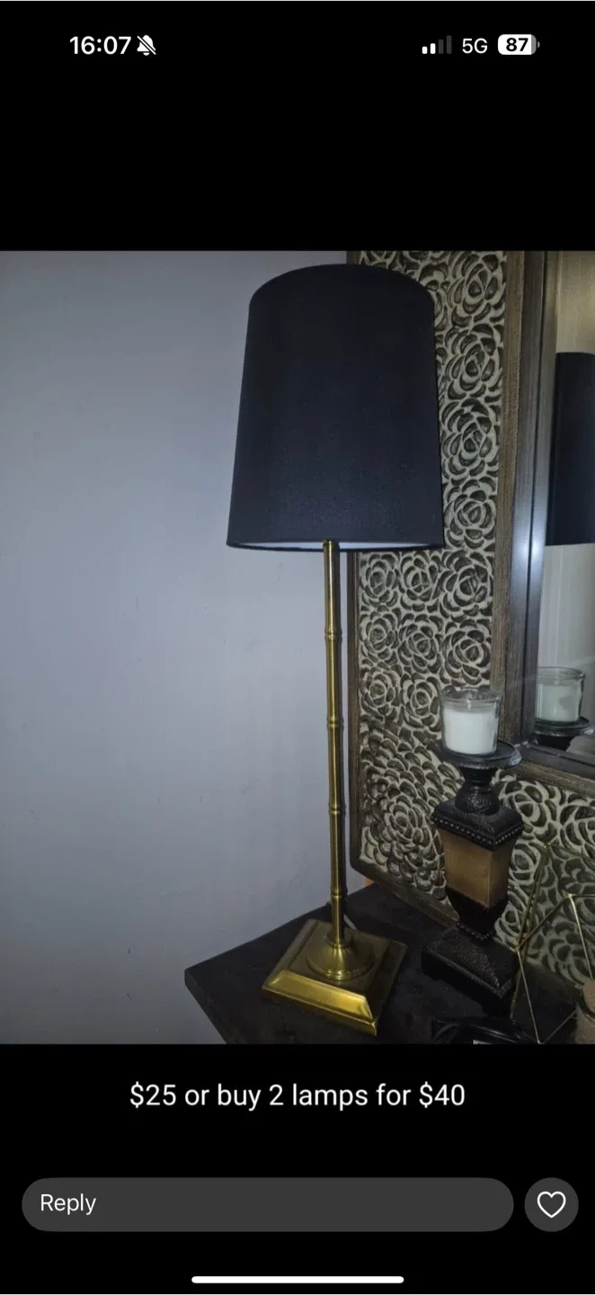 Brass Lamp with Black Shade